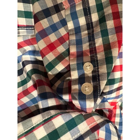 EUC IZOD Boys Button Down L/S Holiday Christmas Dress Shirt Plaid Large 14/16 - Picture 10 of 13